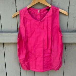 NWT Amber Sakai Open Back Pleat Coral Light  Twill Blouse Coastal Vacation Vibes